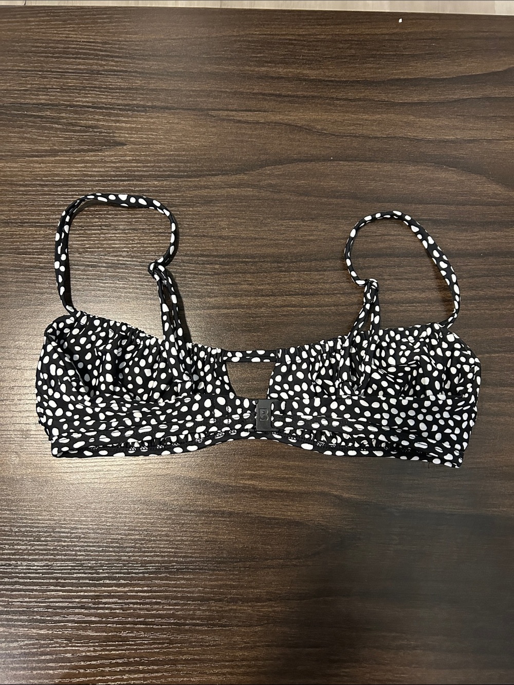 Blackbough Black & White Polka Dot Cutout Bikini Top - Picture 3 of 5